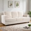 Modern Sofa, Comfortable 3 Seater Couch With Deep Seating, Loose Back Cushions, Wide Arms - Ivory - Image 7