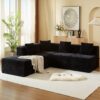 Modular Sectional Couches For Living Room With Deep Seat, L Shape Cloud Sofa Couch, High Density Memory Foam, Boneless Upholstered Couchesy - Black - Image 10