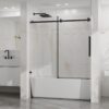 Frameless Tub Sliding Shower Door With Easy Clean Coating, 6mm Tempered Glass, 60" X 58" - Matte Black - Image 12