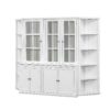 Retro Style Wall Suit With Glass Doors, 75.25" Tall Display Cabinets & Triangle Sided Bookshelves - White - Image 8