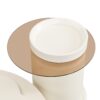 Modern Round Coffee Table (Set of 2), 360 Degree Rotatable Flower Shaped Top With 2 Drawers, Top Circle Side Table End Table With Glass For Living Room - Off White - Image 16