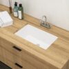 Modern Rectangular Undermount Bathroom Sink With Overflow - White - Image 4