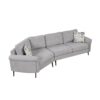 Upholstered 3 Seater Sofa With Curved Design And 2 Printed Pillows Chenille - Gray - Image 12