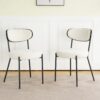 Boucle Modern Kitchen Dining Chair With Bentwood Ash Veneer Back And Black Metal Legs, (Set of 2) - Cream - Image 4