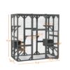 Outdoor Cat House Wooden Catio Enclosure With Cover - Large Cat Cage With Jump Platforms And Condos, Weatherproof - Gray - Image 3