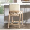 Arizona - Solid Ash Upholstered Counter Stool With Rope Detail - Creme De La Creme White - Image 11