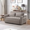 Convertible Sofa Bed Loveseat Sofa With Three USB Ports, Two Side Pockets, Two Cup Holders And 360° swivel Phone Holder For Living Room - Light Gray - Image 8