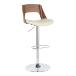 Valencia - Mid-Century Modern Adjustable Barstool With Swivel - Walnut / Cream