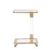 Side Table, Acrylic Sofa Table, Glass Top C Shape Square Table With Metal Base For Living Room, Bedroom, Balcony Home And Office - Image 12