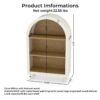 Arched Small Bookcase, Storage Cabinet, Bookshelf With 3 Shelves For Living Room - Oak / White - Image 3
