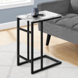 Accent Table, C - Shaped, Modern Design - White