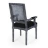 French Country Style Dining Chair With Cane Backrest And Polyester Upholstery - Black - Image 8