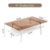 Rectangle Coffee Table, Tempered Glass Tabletop With White Metal Legs, Modern Table For Living Room - Brown / White - Image 3
