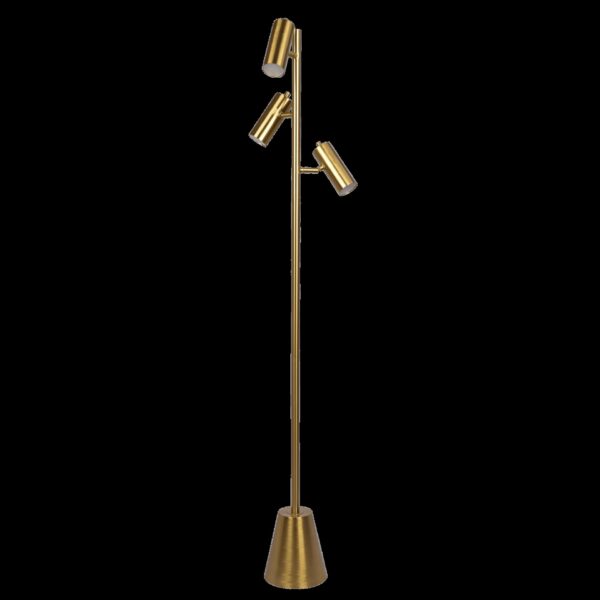 Lumina - Floor Lamp With Rotary Switch Triple Spots Cone Base - Gold