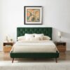 Dillon - Velvet Platform Bed Queen Size - Green - Image 10