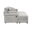 Double Chaise Lounge Set With Reversible Ottoman Soft Corduroy Fabric, Storage Ottomans, USB Port - Gray - Image 12