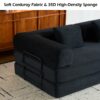 Convertible Sleeper Sofa Bed With Cylindrical Pillow, Floor Sofa Lounge Couch For Living Room - Black - Image 5