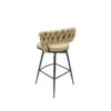 Technical Leather Woven Bar Stool (Set of 2), 360 Swivel Bar Stools With Back And Footrest - Light Brown - Image 8