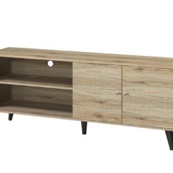 Amidon - TV Stand For TV's Up To 63", With 2 Storage Shelves & 1 Cabinet, Modern Entertainment Centre For TV In Living Room - Oak
