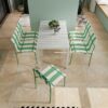 4 Piece Set Of Single Chairs With Modern Color Blocking Design, UV Resistant And Rust Proof - Haze Green / White - Image 10