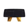 63" Artificial Stone Black Curved Golden Metal Leg Dining Table, 6 People - Black / Gold - Image 6