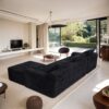 Modern L Shaped Sectional Sofa, Modular Velvet Couch With Adjustable Configurations - Black - Image 8