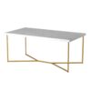Modern Glam Metal And Faux Marble Coffee Table - White / Gold - Image 3