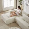Modern Chenille Upholstered Sectional Sofa Couch Set, Modular L Shaped Sectional Living Room Sofa Set With 6 Pillows, Free Combination - Beige - Image 17