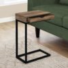 Accent Table, C - Shaped Contemporary & Modern - Brown - Image 9