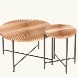 Radial - Pattern Coffee And End Table Set Waterproof Cover, Distressed Cylindrical Design, Legs Classic Rustic Charm (Set of 2) - Natural Wood / Brown