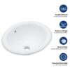 Semi Recessed Bathroom Sink With Countertop Vessel Design, 17" X 15.5" - White - Image 7