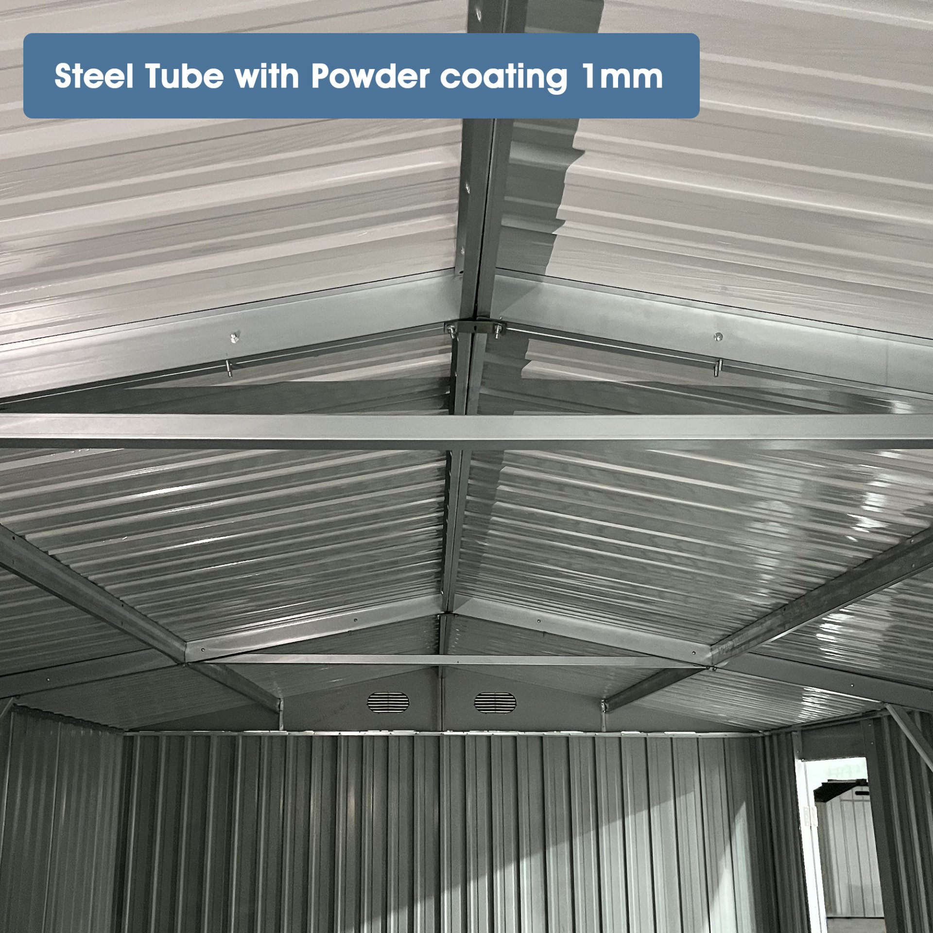 Industrial - 20' x 10' Heavy Duty Metal Garage Shed - Dark Gray - Image 4