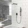 Shower System With Adjustable Slide Bar And Wall Mounted Square Shower Head - Matte Black - Image 2