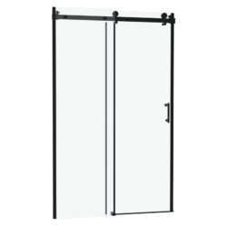 Modern Single Slide Shower Door 8Mm Tempered Glass Stainless Steel Frame - Matte Black