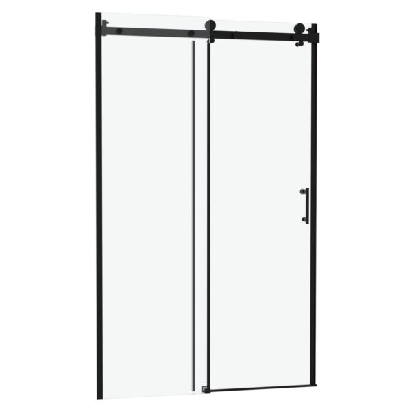 Modern Single Slide Shower Door 8Mm Tempered Glass Stainless Steel Frame - Matte Black