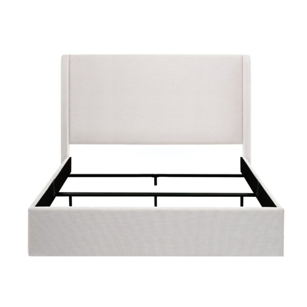 Caron - King Size Upholstered Wingback Bed With High Headboard - Ivory