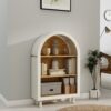Arched Small Bookcase, Storage Cabinet, Bookshelf With 3 Shelves For Living Room - Oak / White - Image 4