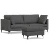 Ava - Mid Century Sofa With Ottoman Set - Dark Gray - Image 5