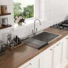 33" Drop In Kitchen Sink, 16 Gauge T304 Single Bowl Sink - Brushed Nickel - Image 4