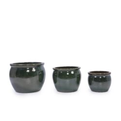3 Pieces Ceramic Flowerpot, Planter For Patio, Garden Or Windowsills Antique - Antique Blue Green
