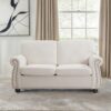 Soft Loveseat, Upholstered 2 Seater Couch, Loose Back Cushions And Turned Legs - Ivory - Image 5