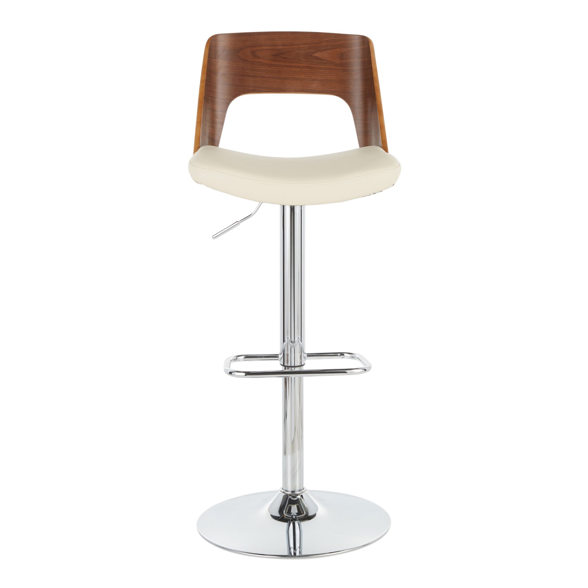 Valencia - Mid-Century Modern Adjustable Barstool With Swivel - Walnut / Cream - Image 5