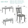 6 Pieces Kitchen Dining Set, Rectangular Wooden Dining Table With 4 Upholstered Chairs And A Bench, Dining Table Set For 6 People, Living Room, Home Bar And Kitchen - Gray - Image 3