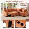 L Shaped Convertible Sofa Bed With Pull Out Bed, Cup Holders, And Storage - Orange - Image 7