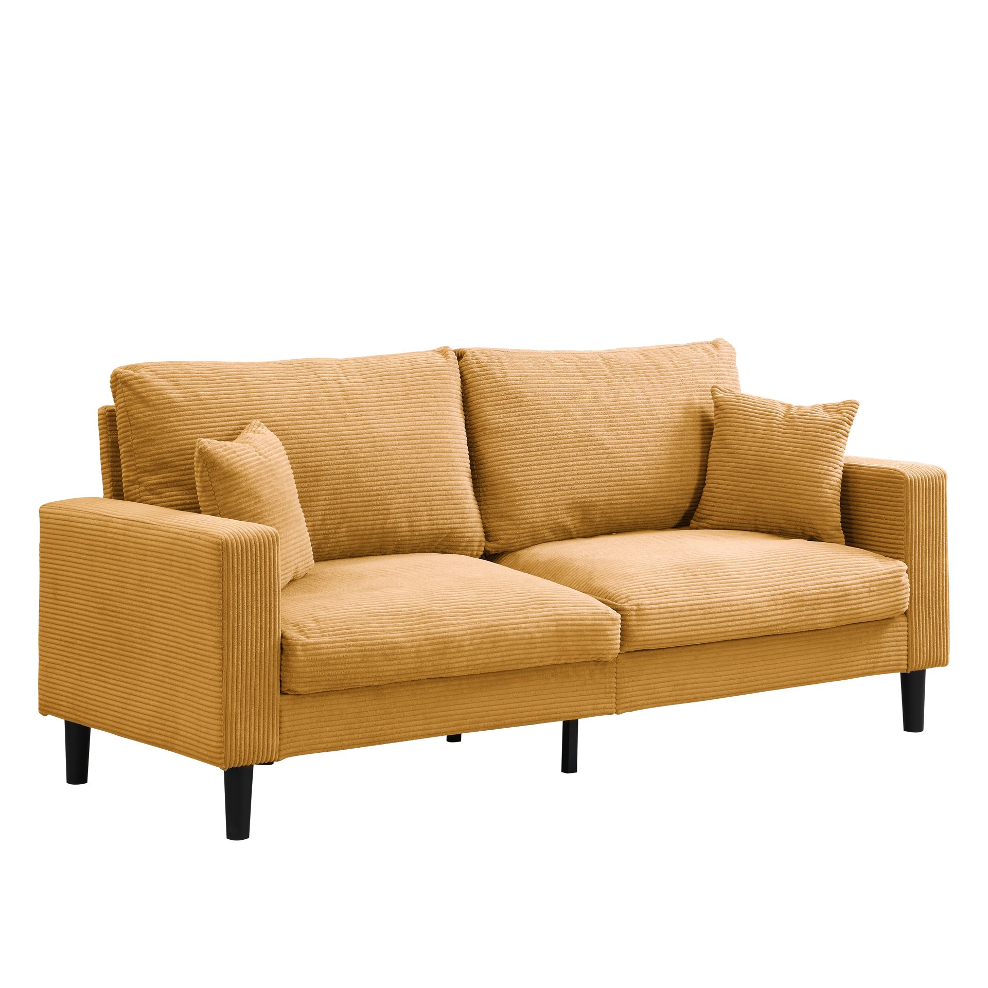 Modern Upholstered 3 Seat Sofa, High Resilience - Orange - Image 5