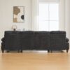 U Shaped Sectional Sofa Couch With Dual Chaise Lounges, Storage Pockets, Armrest Pillows - Black - Image 9
