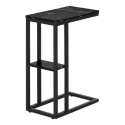 Accent Table, C - Shaped, Marble Look Contemporary & Modern - Black