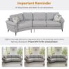 Upholstered 3 Seater Sofa With Curved Design And 2 Printed Pillows Chenille - Gray - Image 8