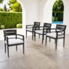 Outdoor Patio Dining Chairs With Outdoor Grade Sunbrella Fabric Cushions, Tapered Feet (Set of 4) - Ember Black - Image 2