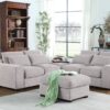 Tatman - Linen Blend Sectional With 2 Ottomans - Light Gray - Image 4